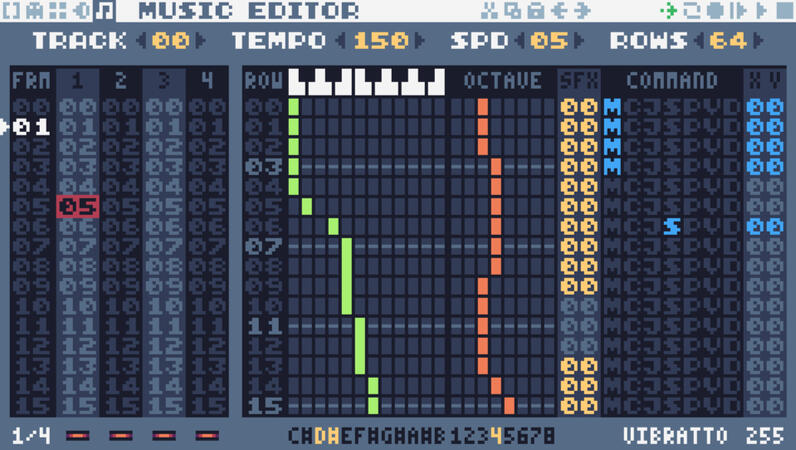 TIC-80 for Sega Game Gear Music Editor